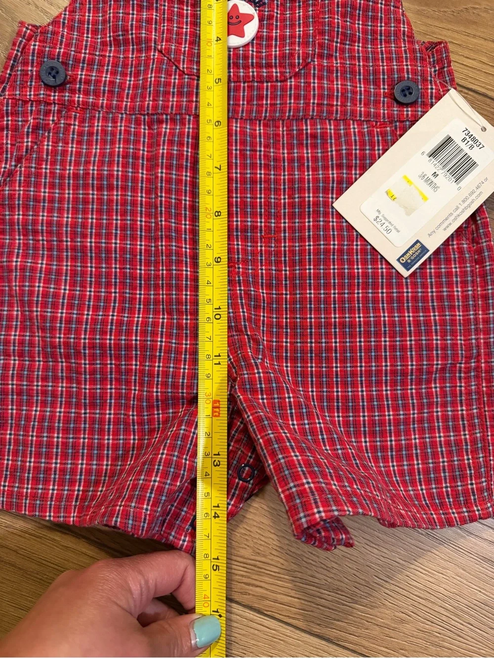 OshKosh B'gosh Red Plaid Shortalls with Star Patch
